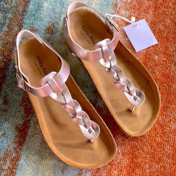 Brand New Giulia Palai Girls Braided Ankle Strap Buckled Sandals Pale Rose Gold - Picture 1 of 14